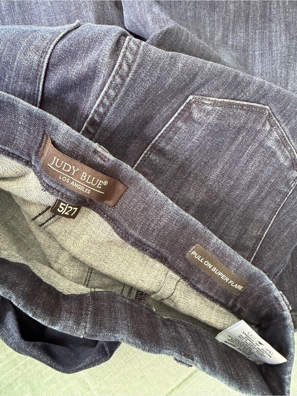 Judy Blue Pull On Super Flare Jeans High Waisted Dark Wash Size 5/27 - Picture 6 of 7